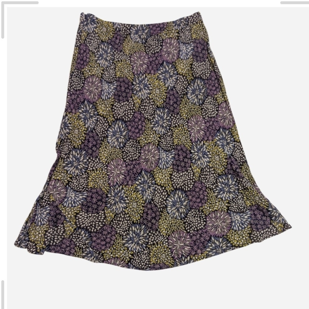 Pre-owned J. Jill Purple and Green Floral A-Line Skirt